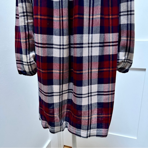 ANTHROPOLOGIE Cloth & Stone Plaid Off-The-Shoulder Tunic Dress - Picture 10 of 12